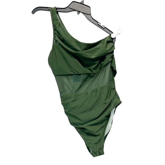 Cupshe Olive Green One Shoulder Tummy Control One Piece Swimsuit Large - Picture 1 of 7